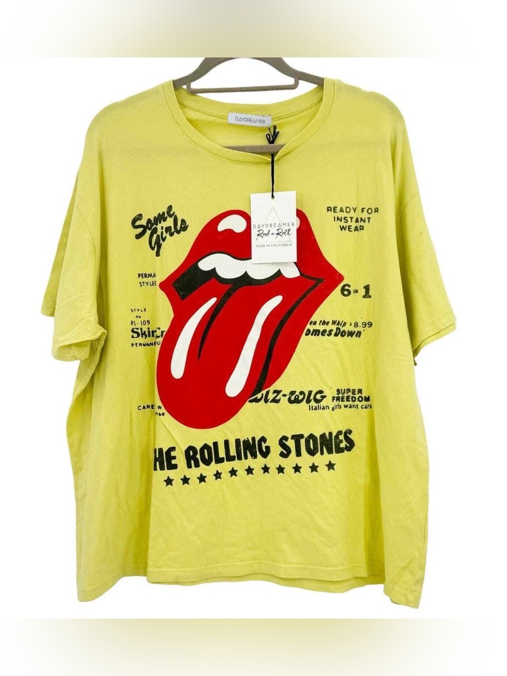 Rolling Stones 1978 Yellow Graphic Boyfriend Tee, Daydreamer LA, NWT